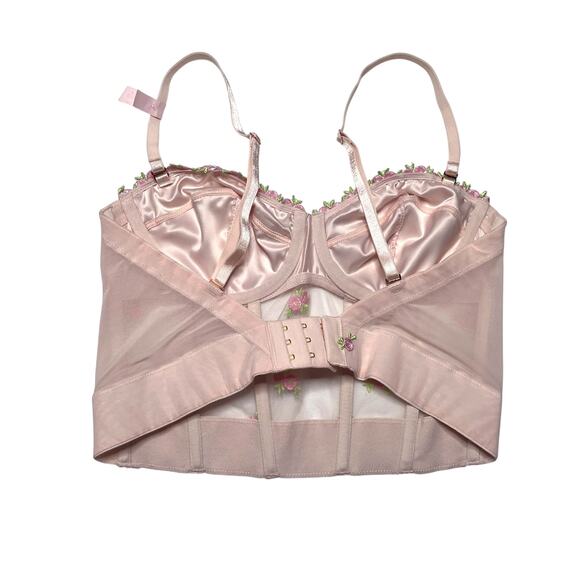 Victoria's Secret Rosebud Embroidery Unlined Strapless Plunge-Back Corset 34B - Picture 2 of 3